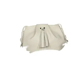 Bolso Piel Beig Pliegues y Borla Asa Larga