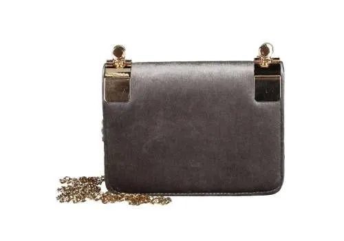 Bolso Taupe Terciopelo Chapas Oro