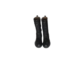 Bota Cordon Piel Negro Media CaÑa