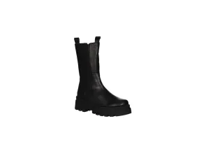 Bota Cremallera Piel Negro Media CaÑa Elastico Lateral Piso Grueso