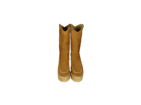 Bota Media CaÑa Serraje Camel CuÑa Alta Plataforma