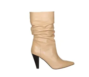 Bota Piel Camel Media CaÑa Arrugada