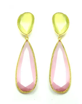 PENDIENTES DE PIEDRAS NATURALES AMARILLOS Y ROSAS