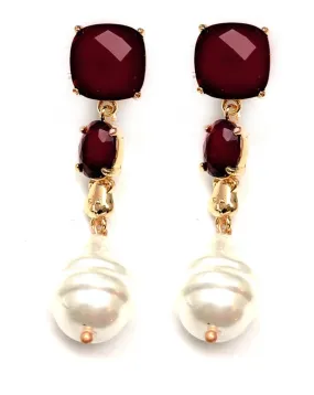 PENDIENTES GRANATES CON PERLAS BARROCAS ESPECIAL BODAS
