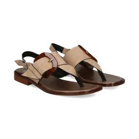 PLUMERS Sandalias planas de Mujer CAMEL