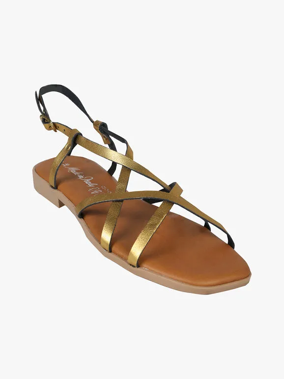 Rebecca - Made In Italy Sandalias planas de mujer de piel con tiras cruzadas