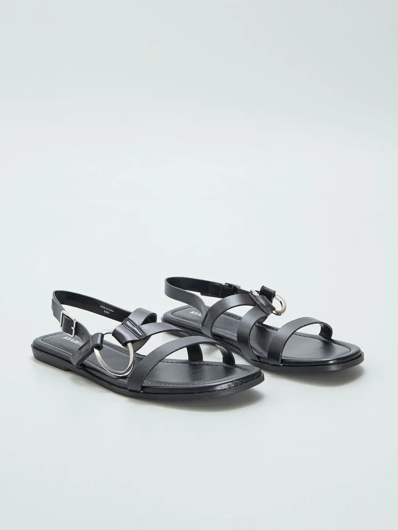 Sandalias con tiras - NEGRO