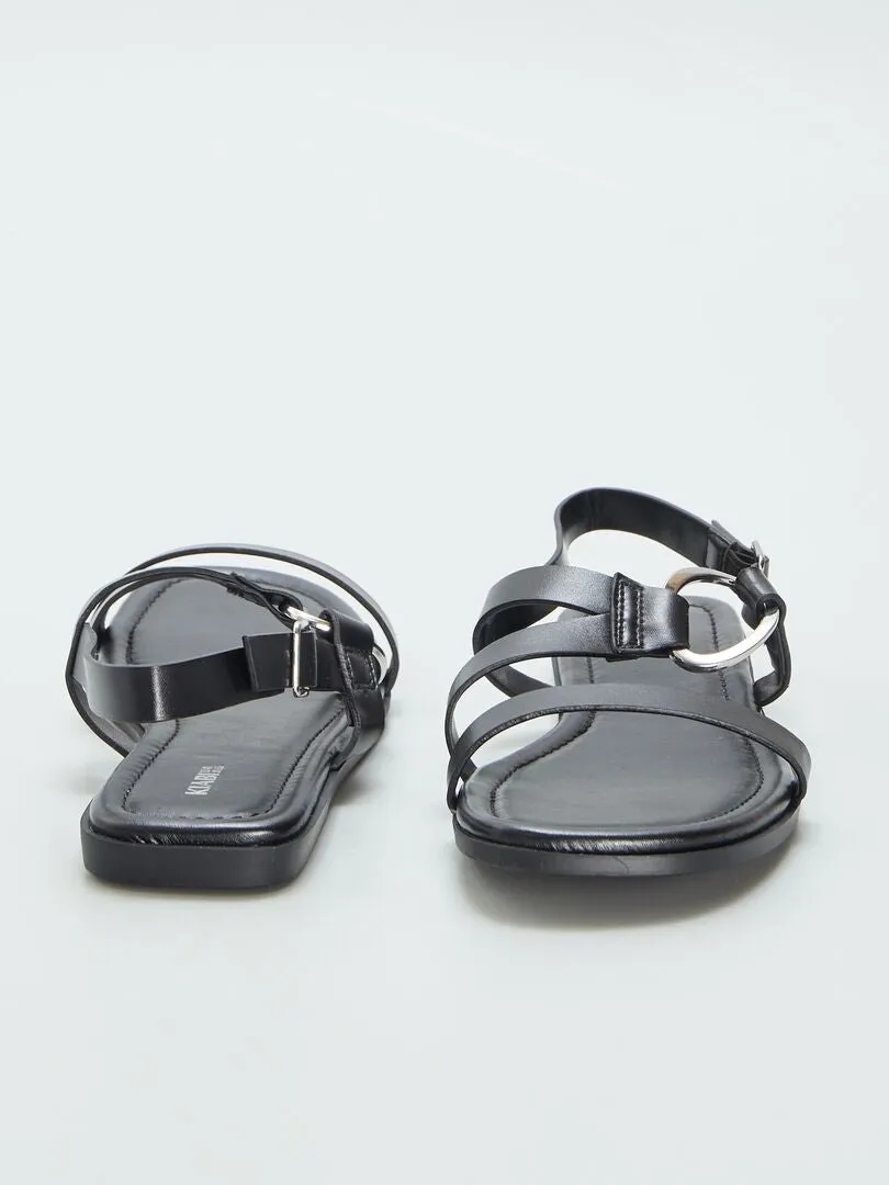 Sandalias con tiras - NEGRO