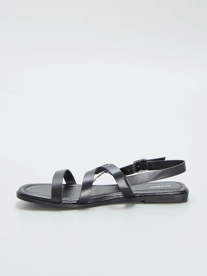 Sandalias con tiras - NEGRO