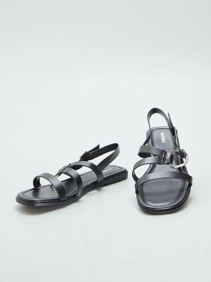 Sandalias con tiras - NEGRO