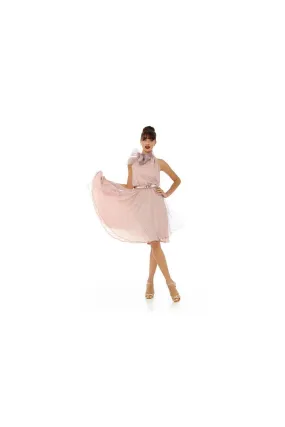 Vestido fiesta corto plumeti rosa