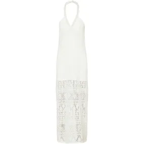 Vestido largo de encaje macramé